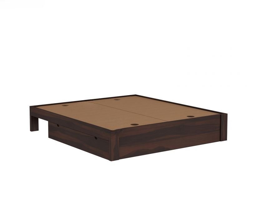 Drewno Sheesham Wood Upholstered Bed With Storage