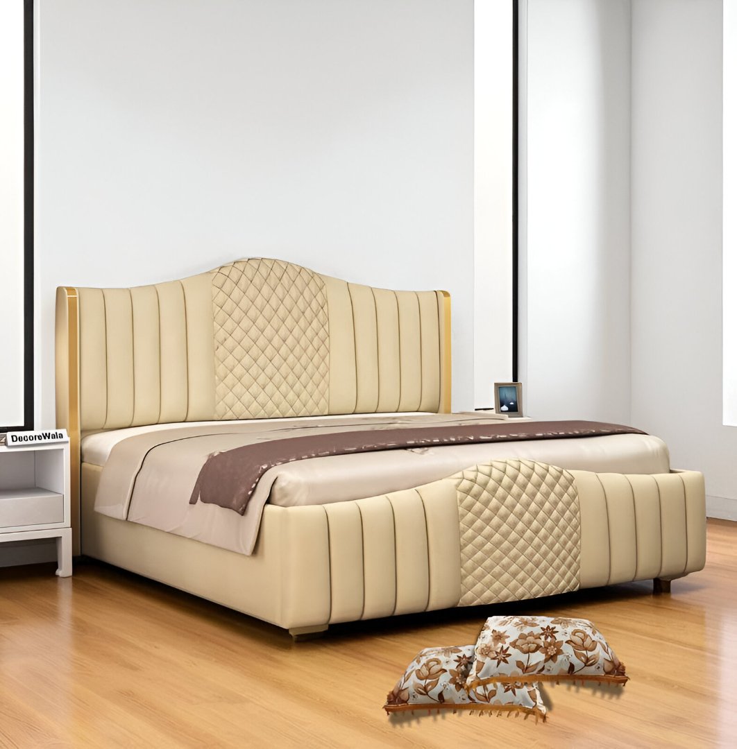 Wooden Bed with Upholstery & Box Storage