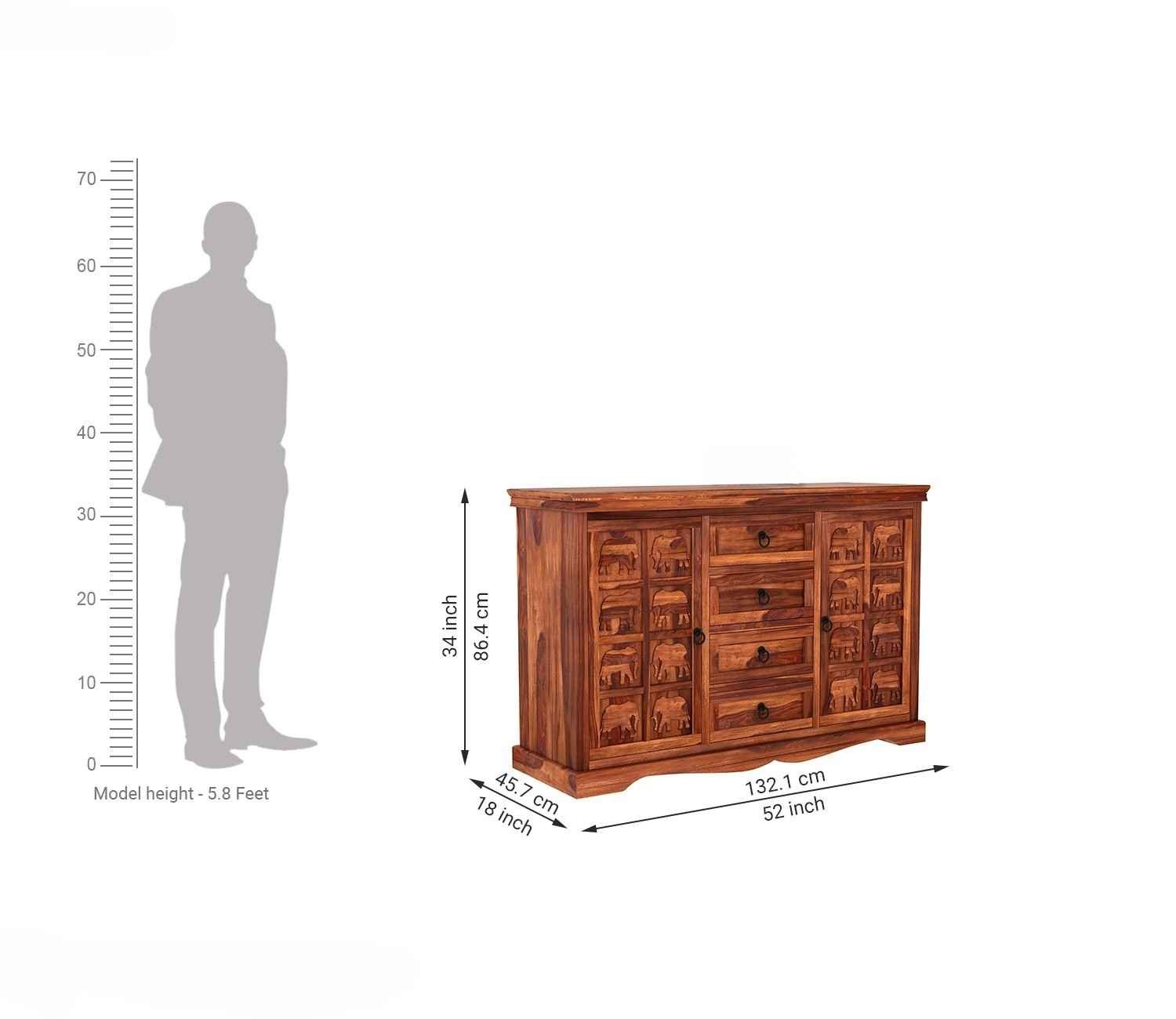 Emboss Sheesham Wooden Cabinet and Sideboard