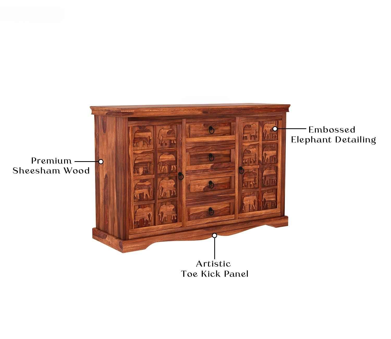 Emboss Sheesham Wooden Cabinet and Sideboard