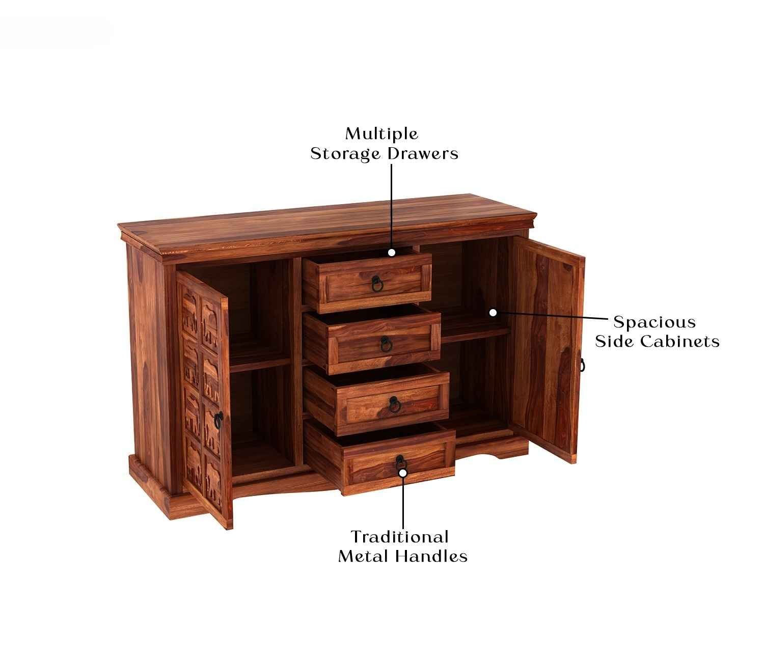 Emboss Sheesham Wooden Cabinet and Sideboard