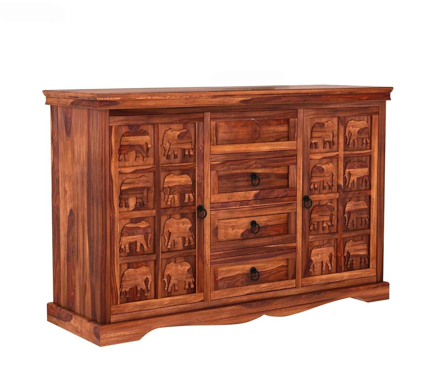 Emboss Sheesham Wooden Cabinet and Sideboard