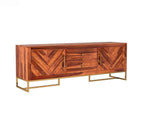 Jett Metal Base Sheesham Wood Tv Unit with Drawers and Cabinets
