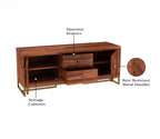 Jett Metal Base Sheesham Wood Tv Unit with Drawers and Cabinets