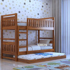 Naptura Solid Sheesham Wood Bunkbed Netrual Finsh With Trundle