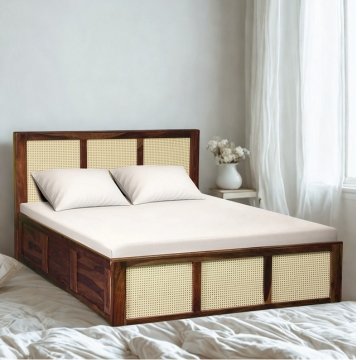 Rustic Wooden Bed With Storage