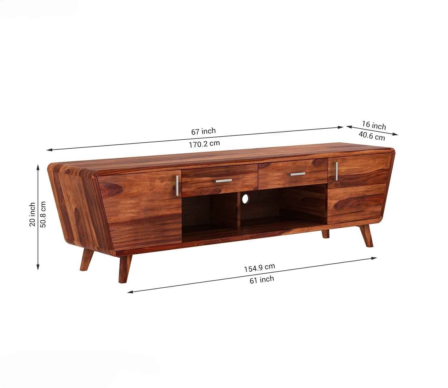 Melvina Sheesham Wood Tv Unit with Cupboards Drawers and Shelve Storage