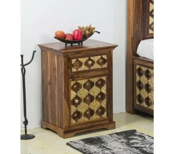 Solid Wood Brass Bedside Table