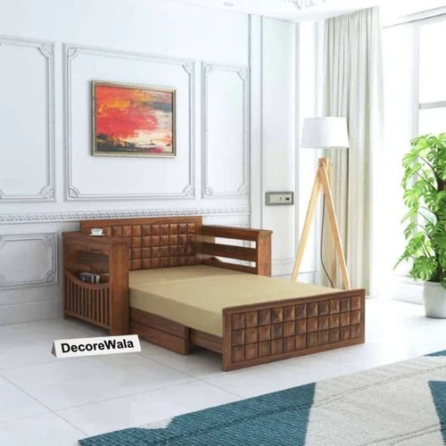 2 Seater Sofa Cum Bed With Headboard and Mini Storage