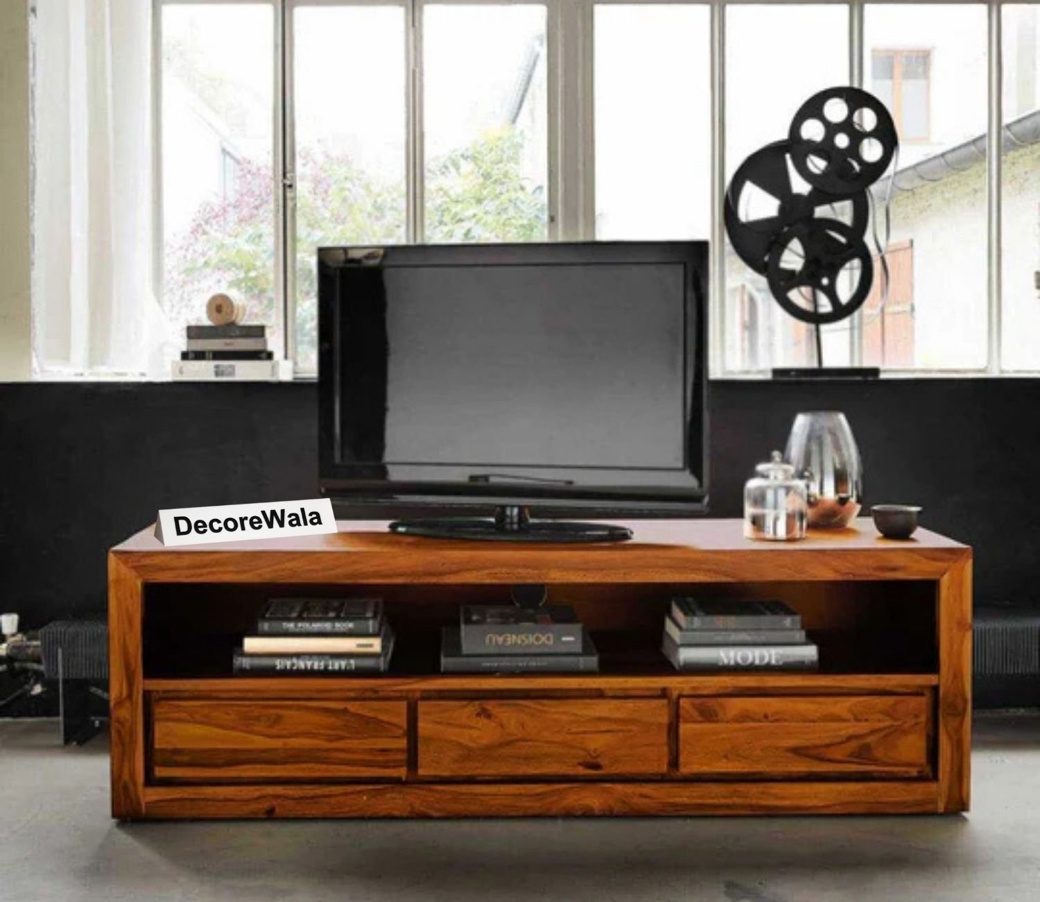 Solid Wood Voted Plasma Tv unit Grand Honey