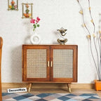Boston Solid Wood Rattan Cane Two Door Sideboard Cabinet