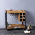 Elixora Solid Wood And Iron Bar Trolly
