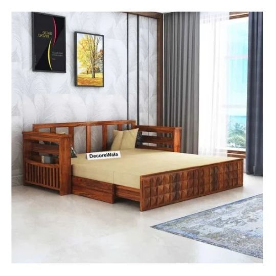 Sofa Cum Bed With Mini Storage and Side Pockets
