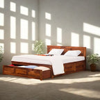 Solid Wood Essential Bed with Front Open Dual Storage