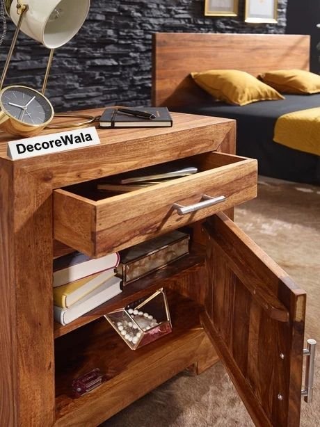 Solid Wood Cube Bedside Table