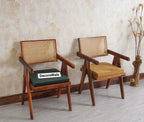 Polinest Solid Wood Rattan Cane Chair Set Of Two
