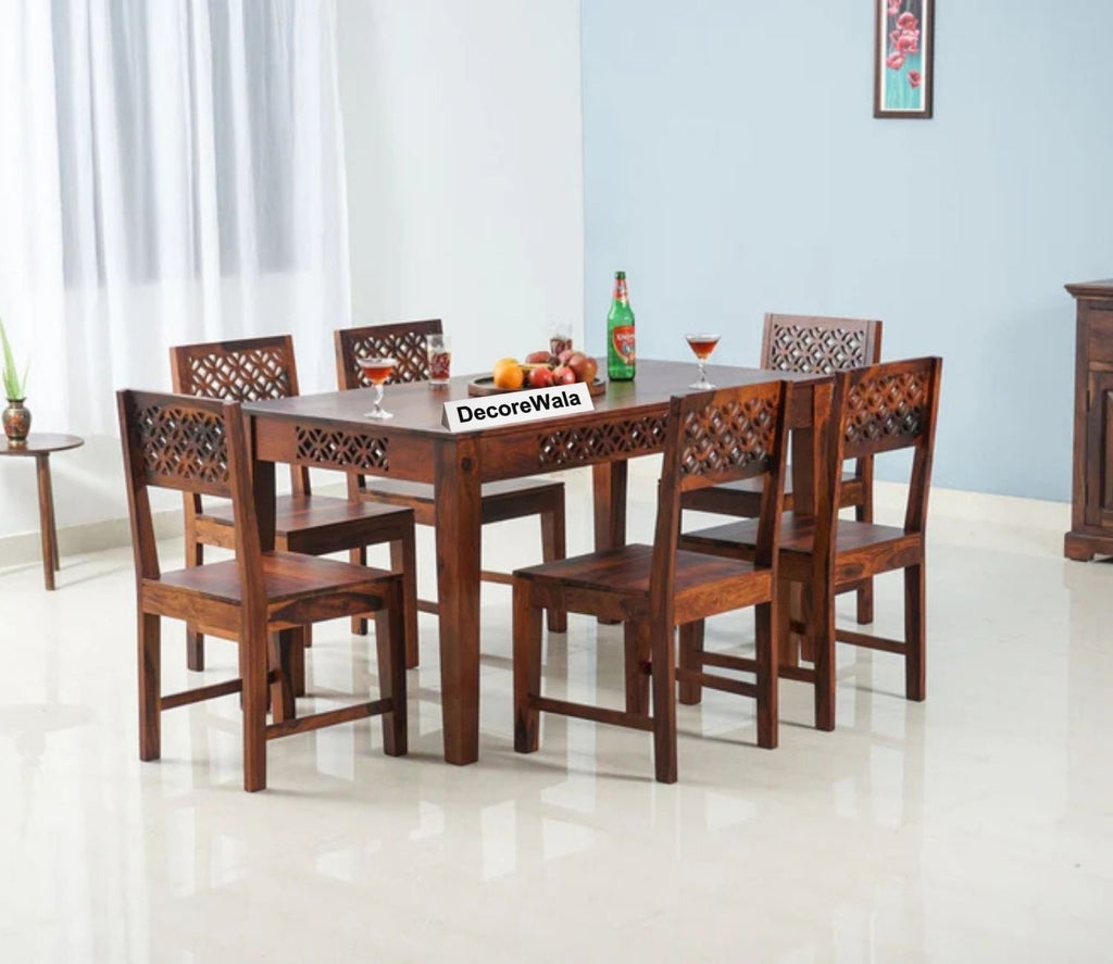 Perth Solid Wood 6 Seater Square Dining Table Set with 6 Chair for Dining Room