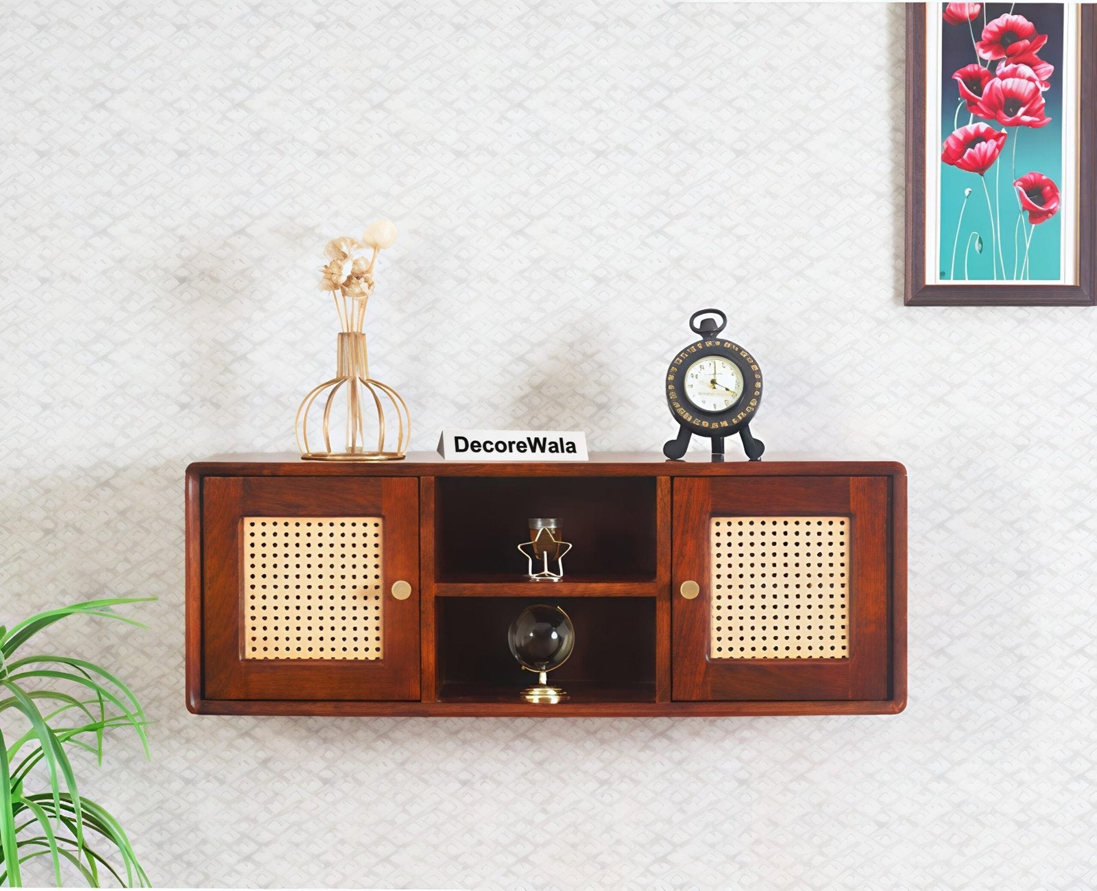 Sitlyne Solid Wood Two Door Wall Shelf