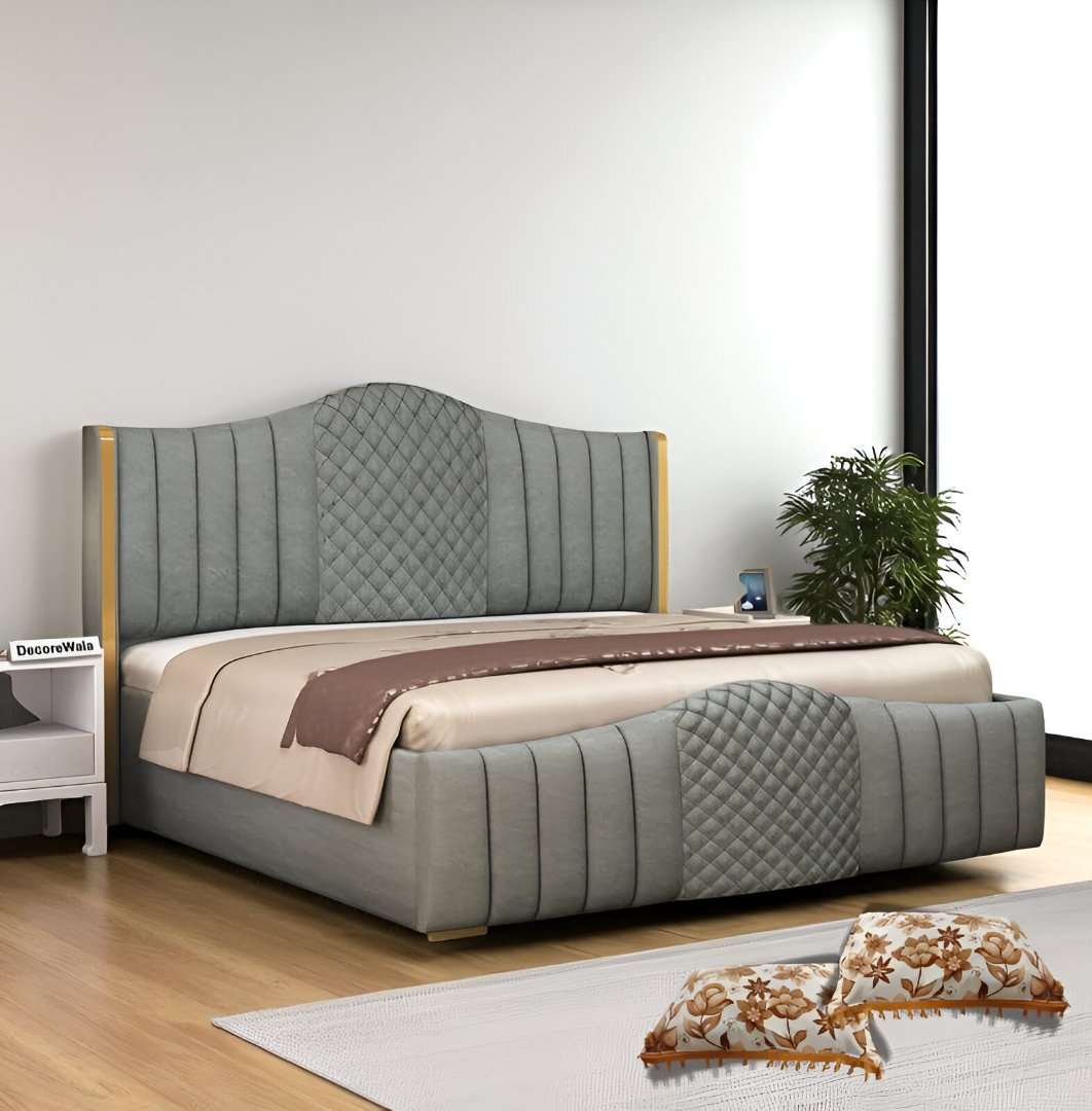 Wooden Bed with Upholstery & Box Storage