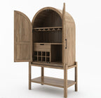 Ocala Rustic Tall Arched Bar Cabinet with Glass Doors