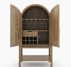 Ocala Rustic Tall Arched Bar Cabinet with Glass Doors