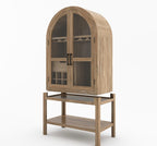 Ocala Rustic Tall Arched Bar Cabinet with Glass Doors