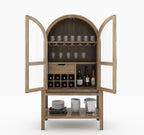 Ocala Rustic Tall Arched Bar Cabinet with Glass Doors