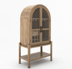 Ocala Rustic Tall Arched Bar Cabinet with Glass Doors