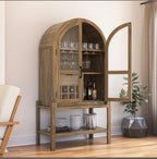 Ocala Rustic Tall Arched Bar Cabinet with Glass Doors