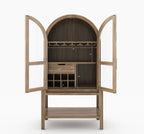 Ocala Rustic Tall Arched Bar Cabinet with Glass Doors