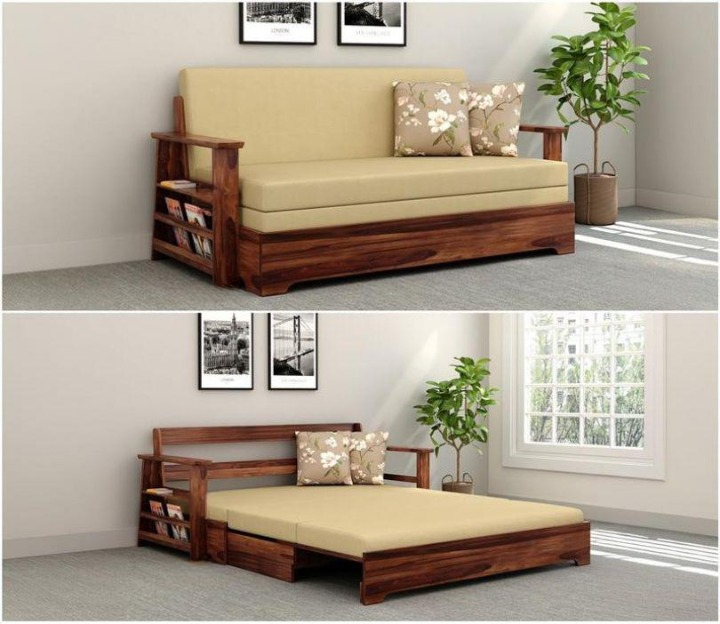 wooden sofa cum bed