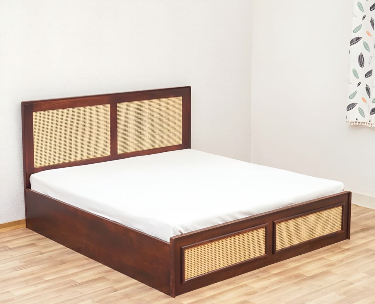 Boston Solid Wood Rattan Cane Storage Box Bed