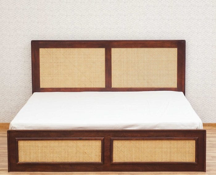Boston Solid Wood Rattan Cane Storage Box Bed