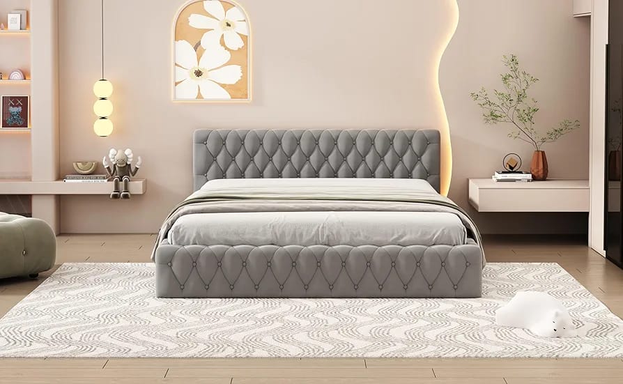 Modern Upholstered Queen Size Bed | Premium Fabric Bed