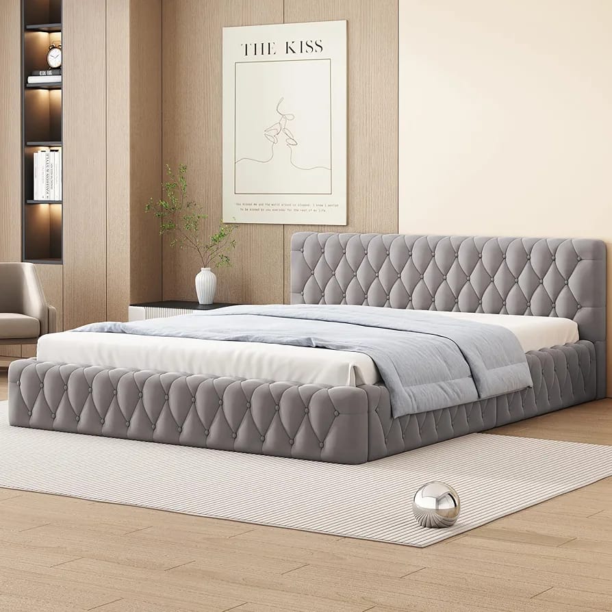 Modern Upholstered Queen Size Bed | Premium Fabric Bed