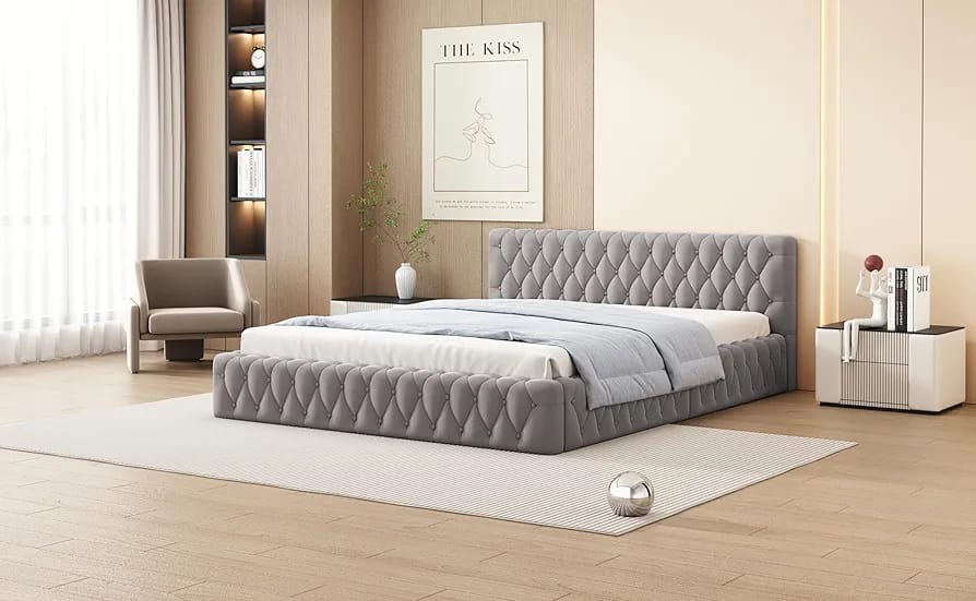 Modern Upholstered Queen Size Bed | Premium Fabric Bed