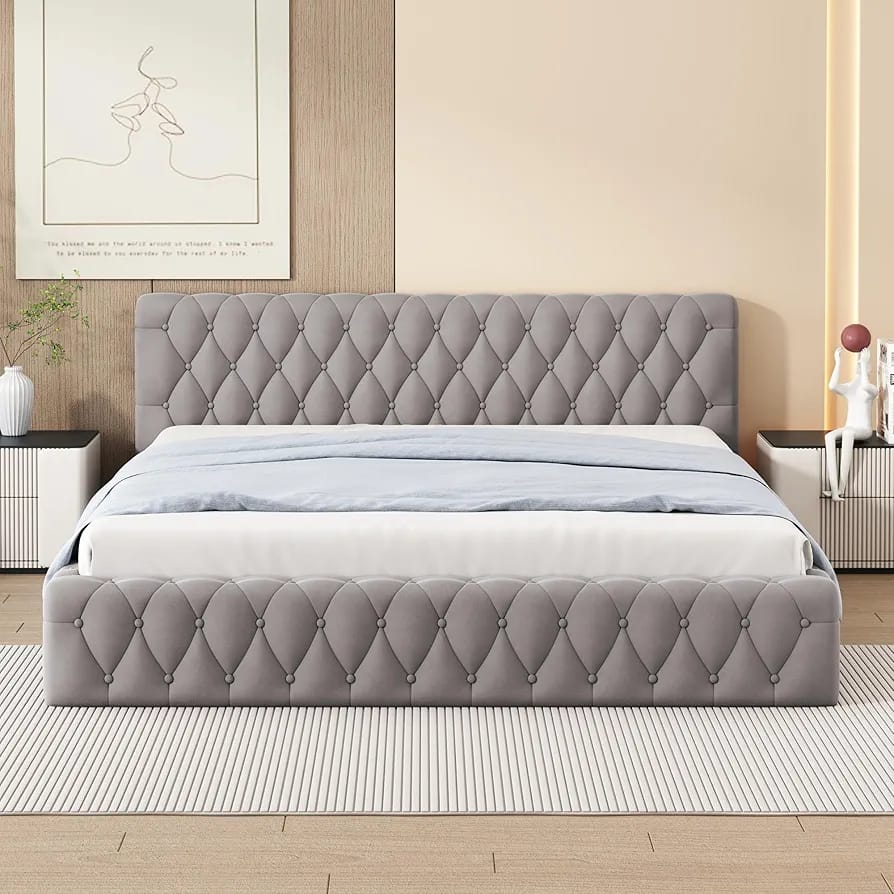 Modern Upholstered Queen Size Bed | Premium Fabric Bed