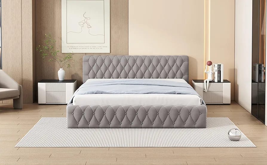 Modern Upholstered Queen Size Bed | Premium Fabric Bed