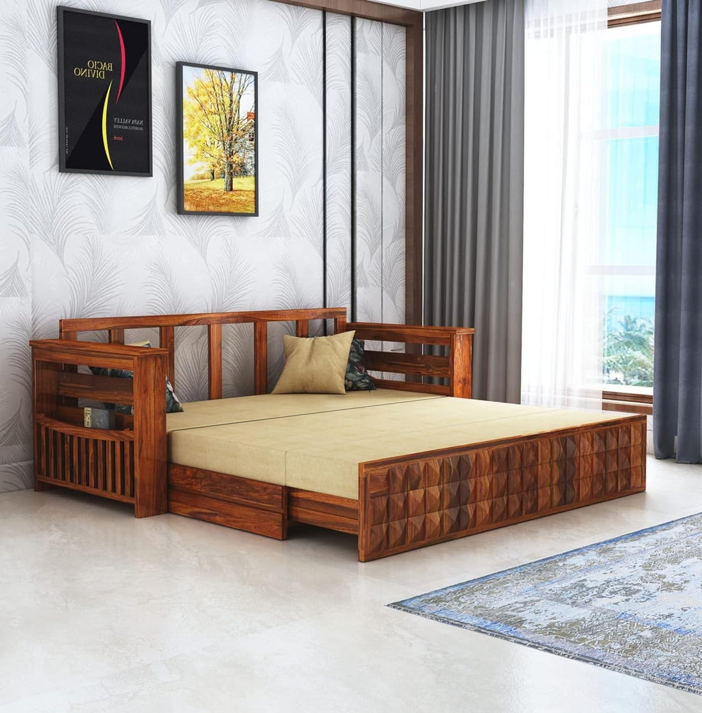 Sofa Cum Bed With Mini Storage and Side Pockets