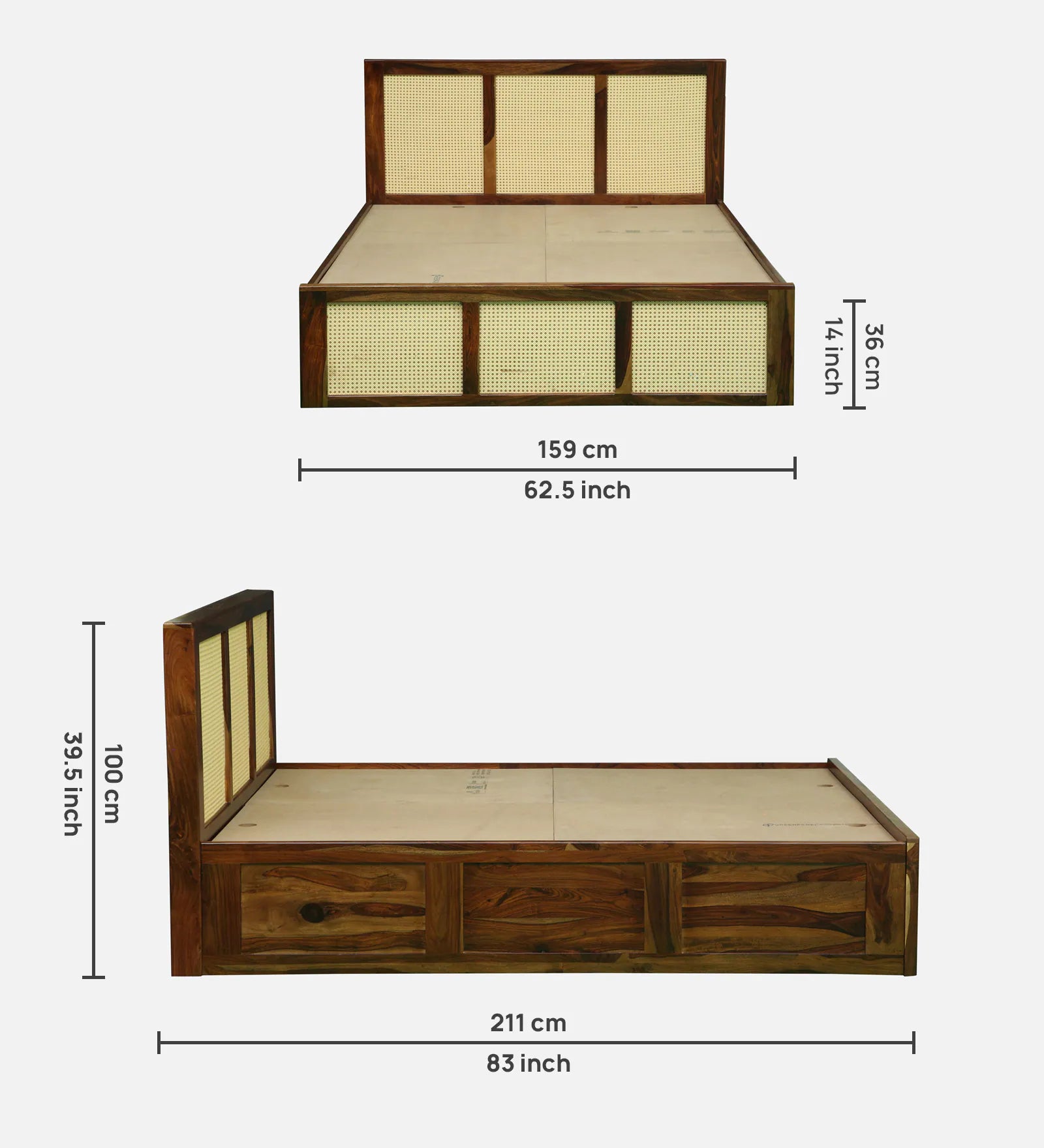 Rustic Wooden Bed With Storage
