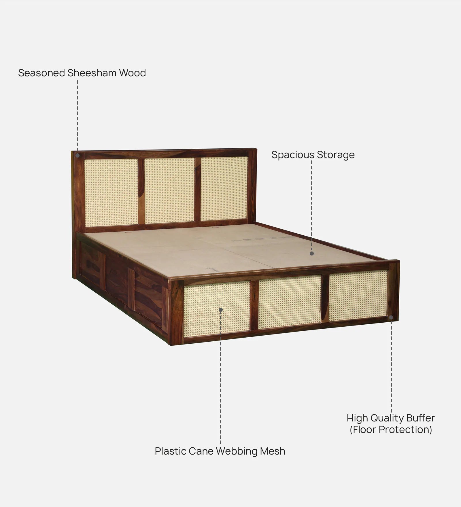 Rustic Wooden Bed With Storage