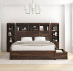 DreamWeave Solid Wood Storage Platform Bed with Bookcase Headboard