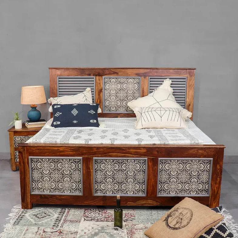 Slumbra Solid Wood Bed With Hand Painting