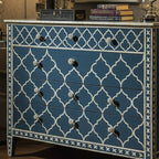 Woodoryn Blue Patterned Wooden Chest of Drawers