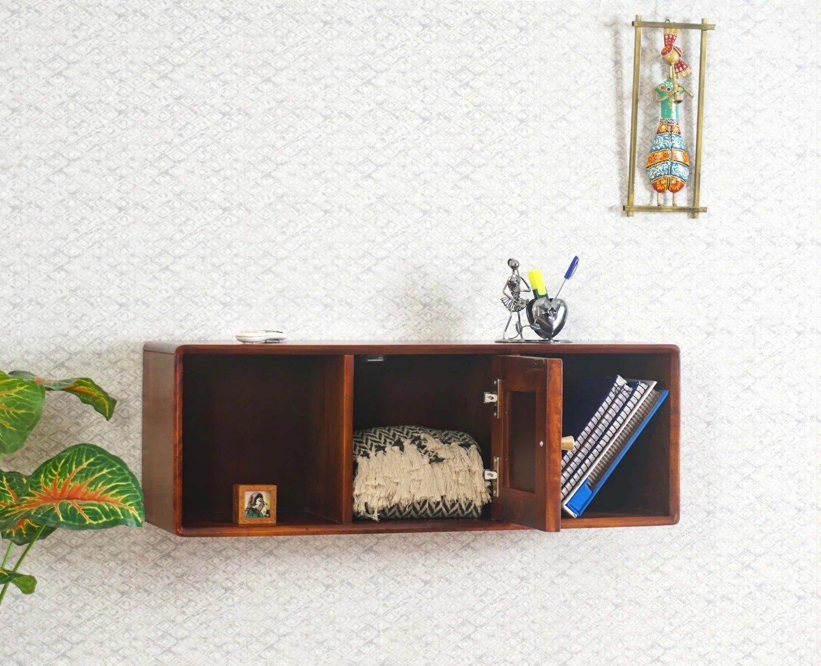 Cozyra Solid Wood One Door Wall Shelf