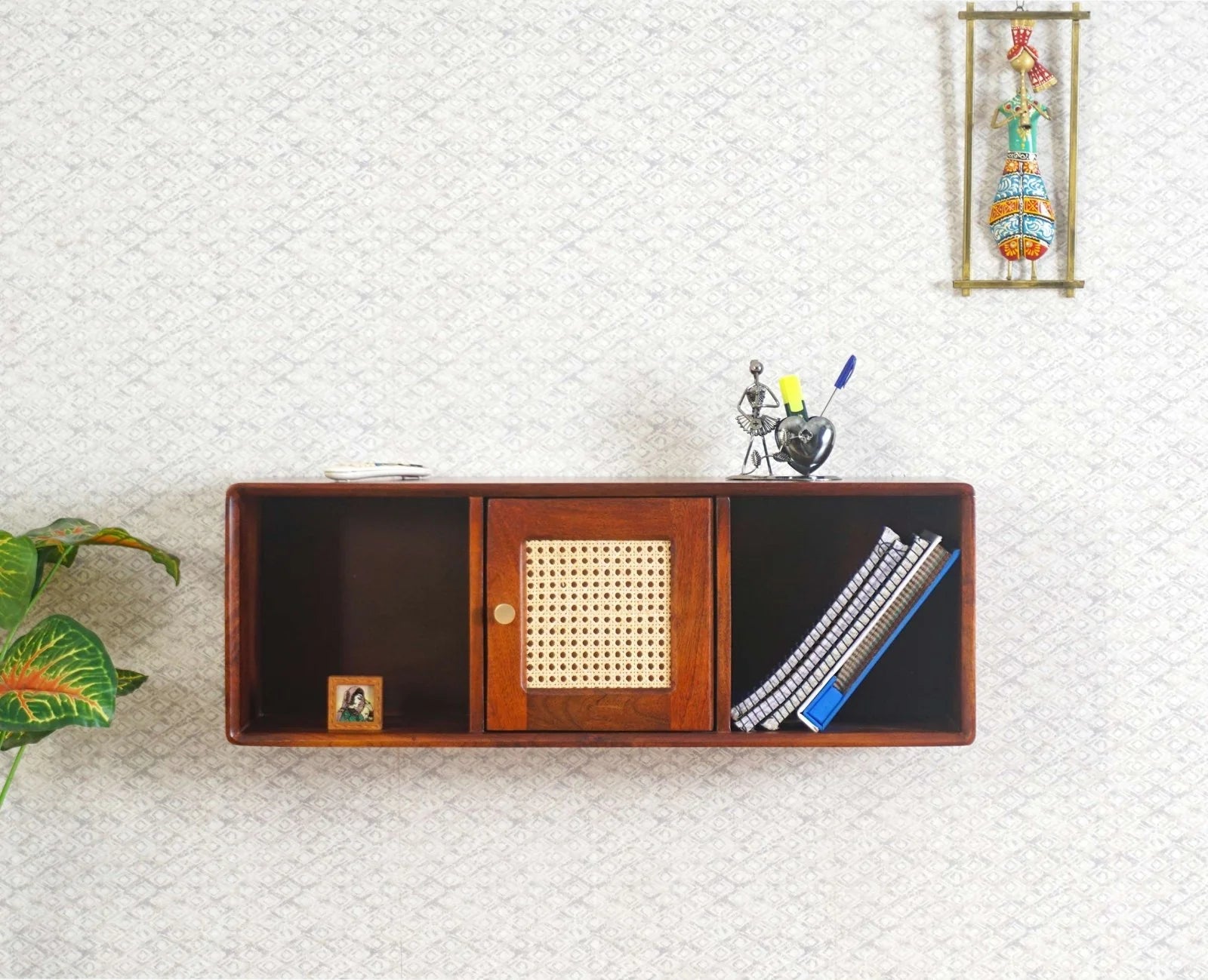 Cozyra Solid Wood One Door Wall Shelf
