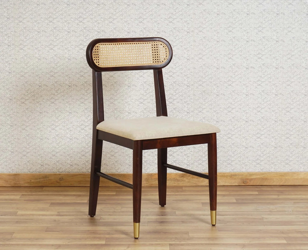 Walgloss Wooden Rattan Cane Chair Set