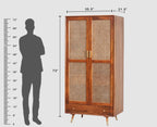Acornix Solid Wood Rattan Cane Wardrobe