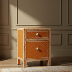 Sideva Wooden Side Table with Decorative Inlay