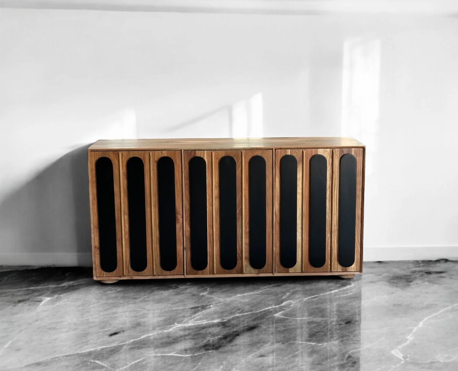 Relaxora Solid Wood Three Door Storage Tall Cabinet